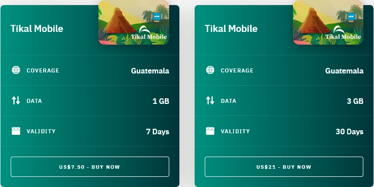 Airalo Guatemala Tikal Mobile eSIM with Prices