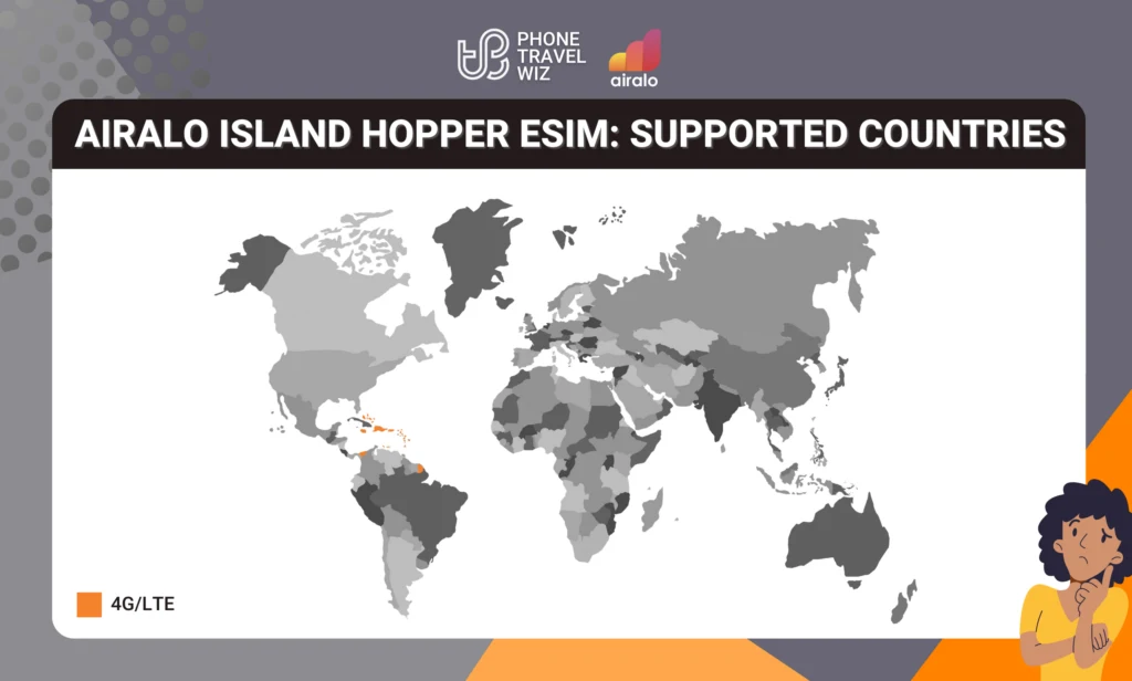 Airalo Island Hopper eSIM Eligible Countries Map Infographic by Phone Travel Wiz (August 2023 Version)