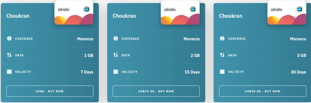 Airalo Morocco Choukran eSIM with Prices