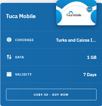 Airalo Turks and Caicos Islands Tuca Mobile eSIM with Prices