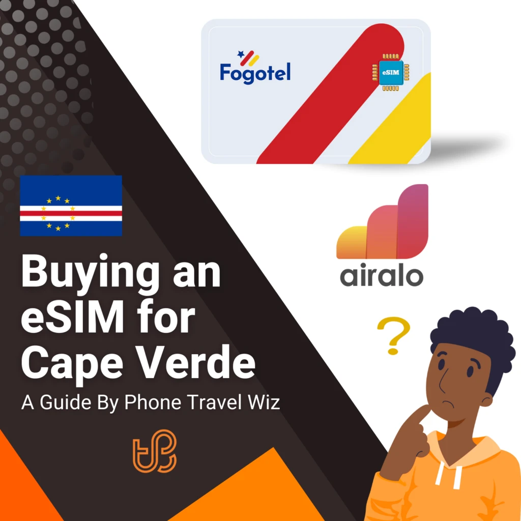 Buying an eSIM for Cape Verde Guide (logos of Fogotel & Airalo)