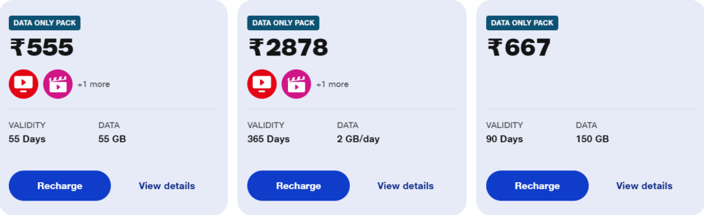 Jio India Data Packs