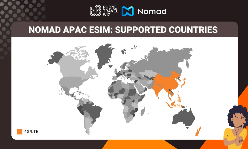Nomad APAC eSIM Eligible Countries Map Infographic by Phone Travel Wiz (August 2023 Version)