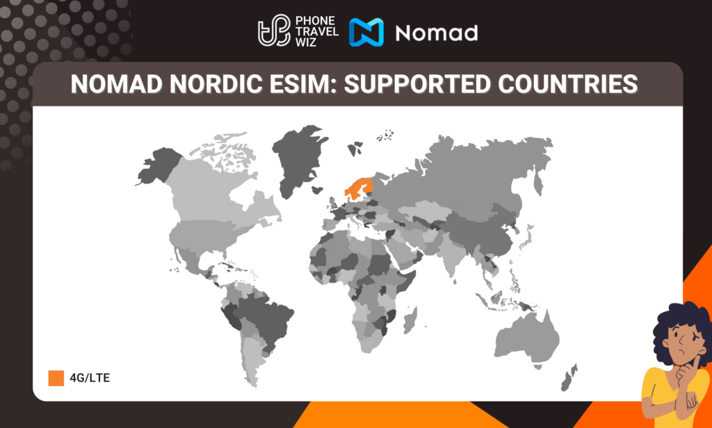 Nomad Nordic eSIM Eligible Countries Map Infographic by Phone Travel Wiz (August 2023 Version)