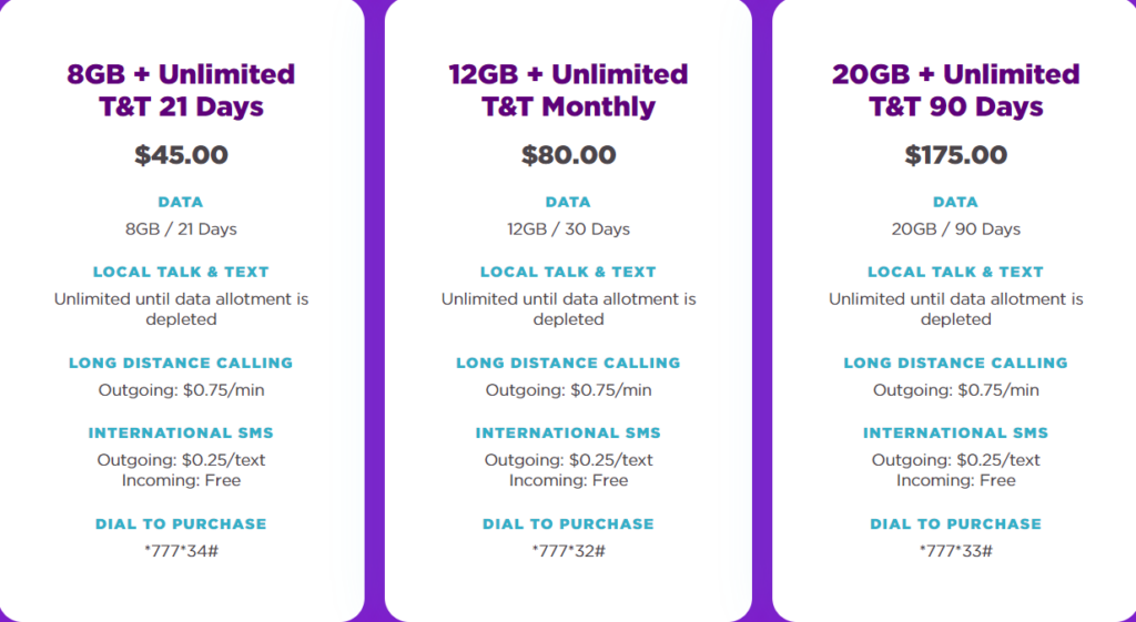 One Bermuda Prepaid Data Packs with Unlimited Talk & Text