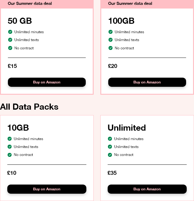 Three 3 United Kingdom Data Packs
