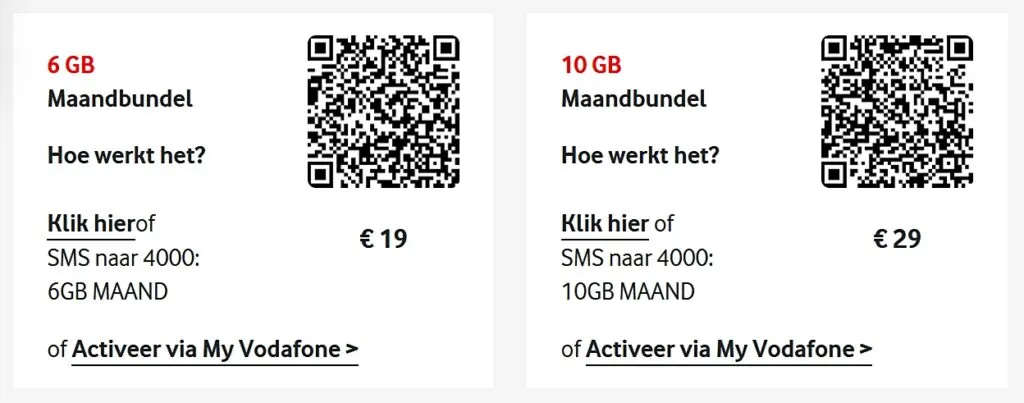 Vodafone Netherlands Monthly Bundle