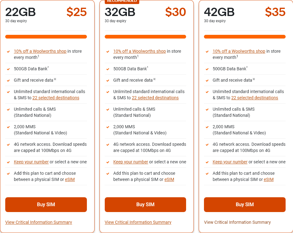 Woolworths Mobile Australia Prepaid Mobile Plans