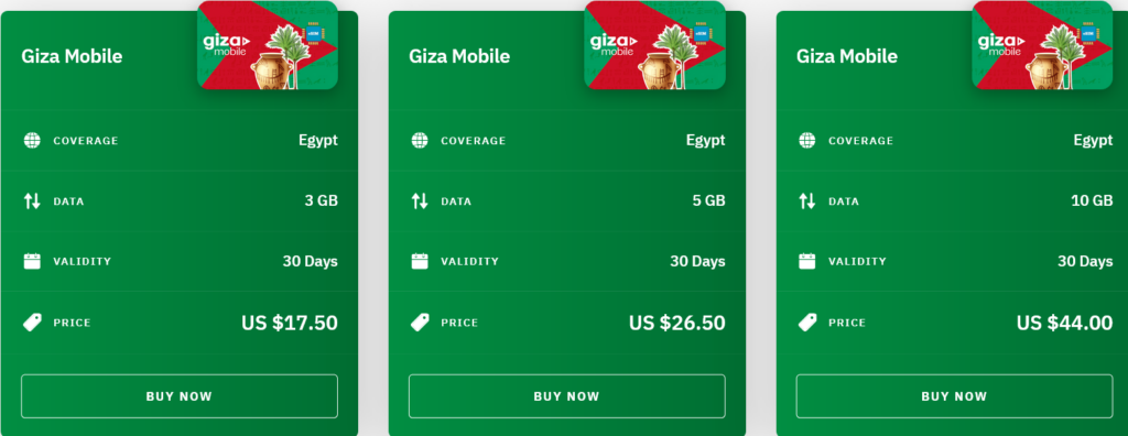 Airalo Egypt Giza Mobile eSIM with Prices
