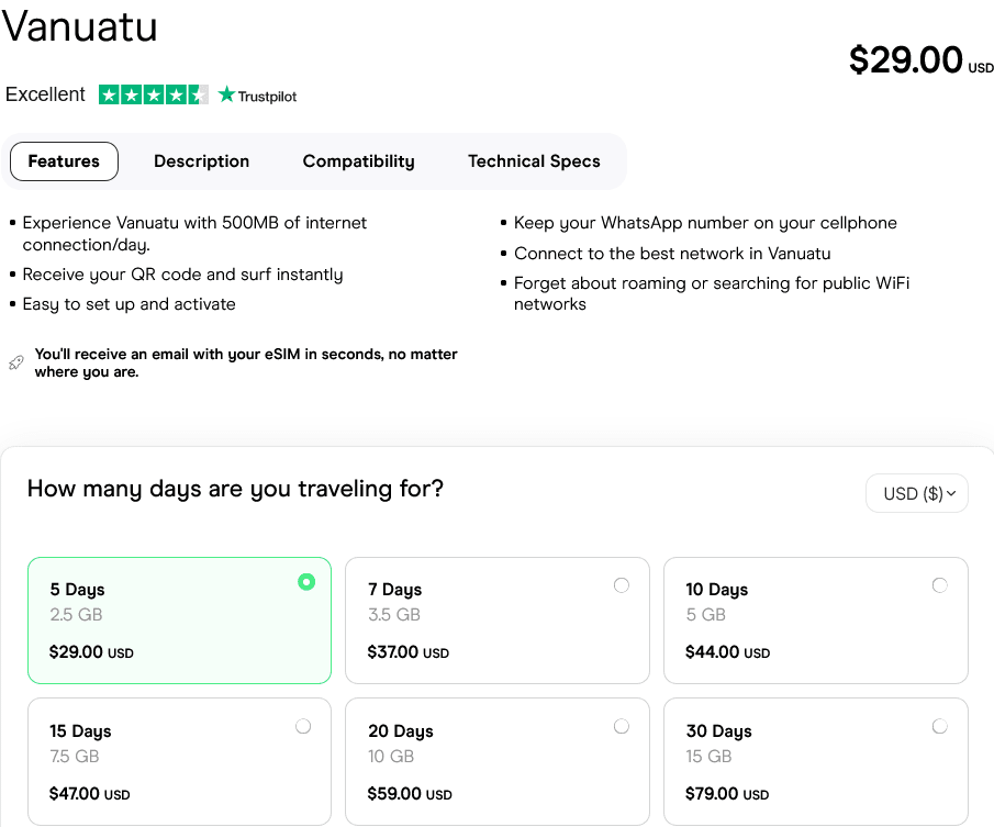 Holafly Vanuatu eSIMs