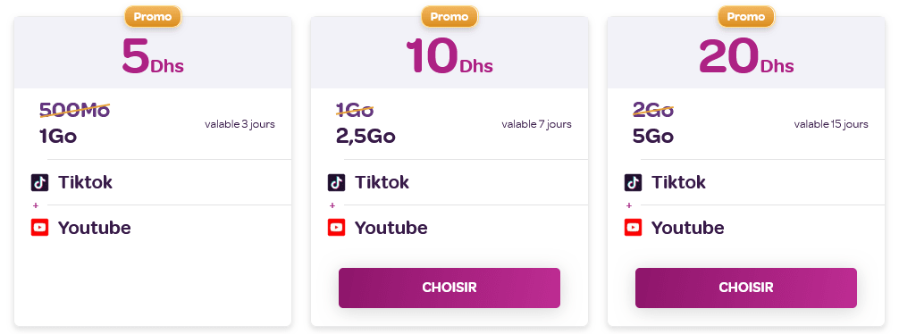 Inwi Morocco Recharge Tiktok + YouTube Mobile Plan
