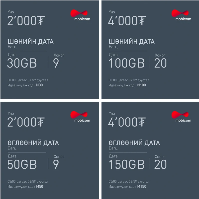 Mobicom Mongolia Morning and Night Data Packages