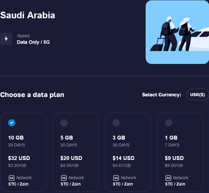 Nomad Saudi Arabia eSIMs