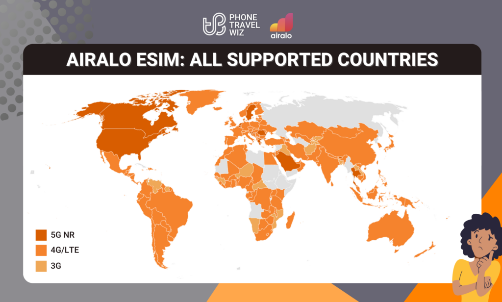 Airalo All Eligible Countries Map Infographic by Phone Travel Wiz (October 2023 Version)