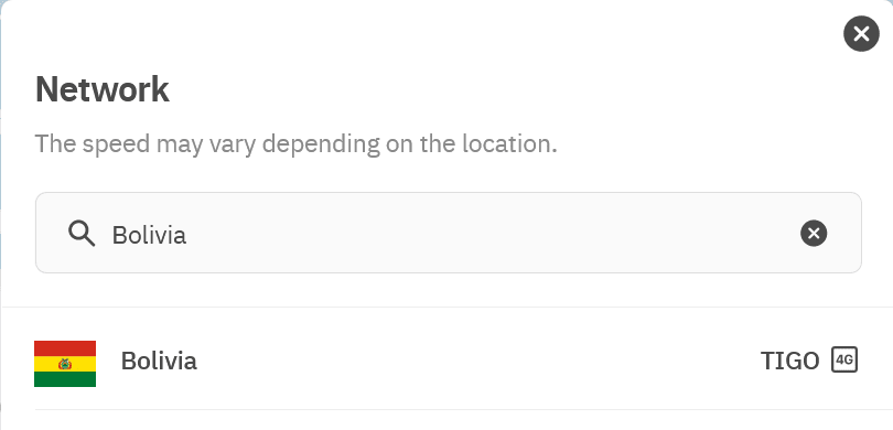 Airalo Discover+ eSIM Supported Network in Bolivia (Tigo)