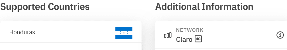 Airalo Honnet eSIM Supported Network (Claro)