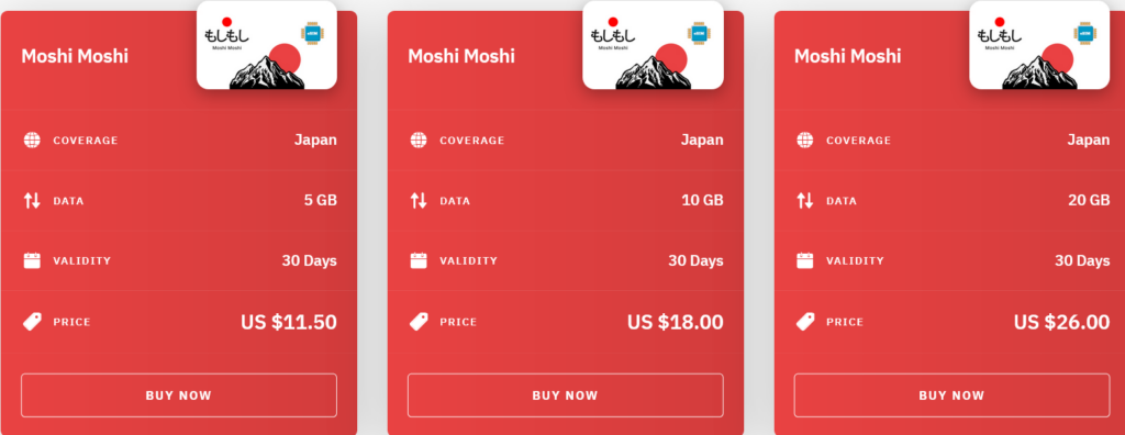 Airalo Japan Moshi Moshi eSIM with Prices