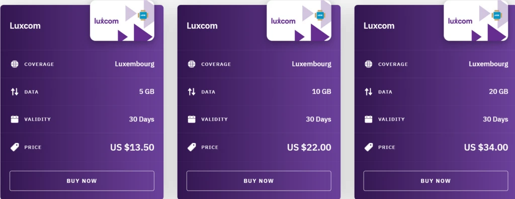 Airalo Luxembourg Luxcom eSIM with Prices