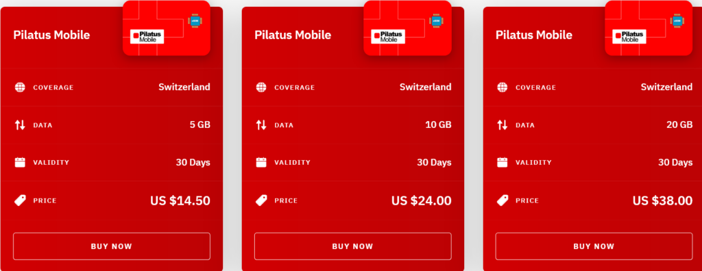 Airalo Switzerland Pilatus Mobile eSIM with Prices