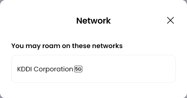 Alosim Japan eSIM Supported Networks (KDDI Corporation)
