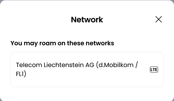 Alosim Liechtenstein eSIM Supported Network (FL1)