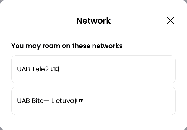 Alosim Lithuania eSIM Supported Networks (Tele2 & Bite)