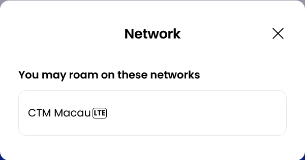 Alosim Macau eSIM Supported Network (CTM)