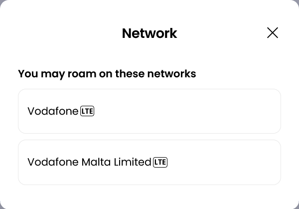 Alosim Malta eSIM Supported Network (Vodafone)