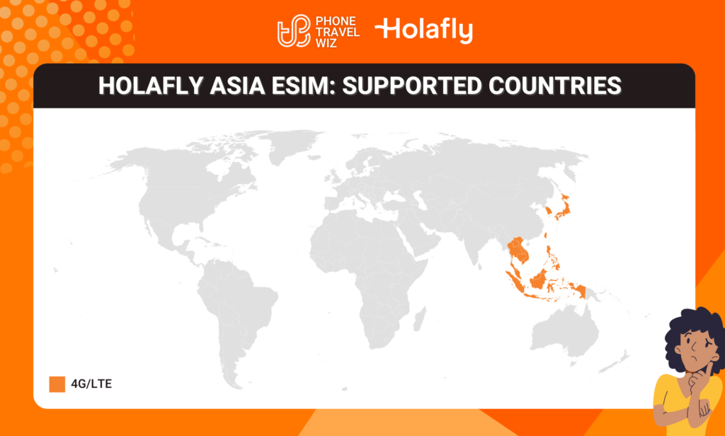 Holafly Asia eSIM Eligible Countries Map Infographic by Phone Travel Wiz (October 2023 Version)