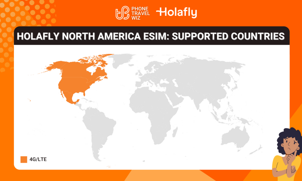Holafly North America eSIM Eligible Countries Map Infographic by Phone Travel Wiz (October 2023 Version)