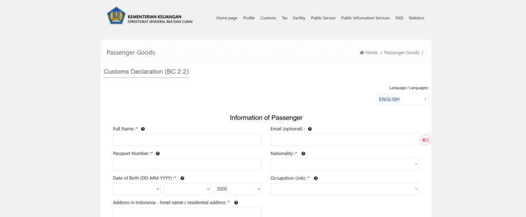 Indonesian Customs Form