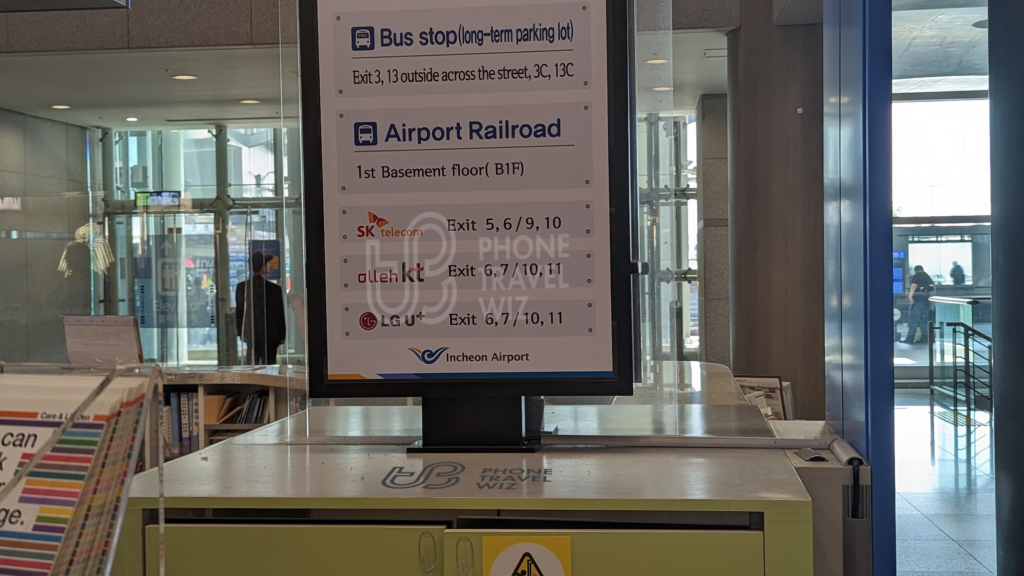 Information Board with SIM Card Booth Locations at Seoul International Airport Terminal 1