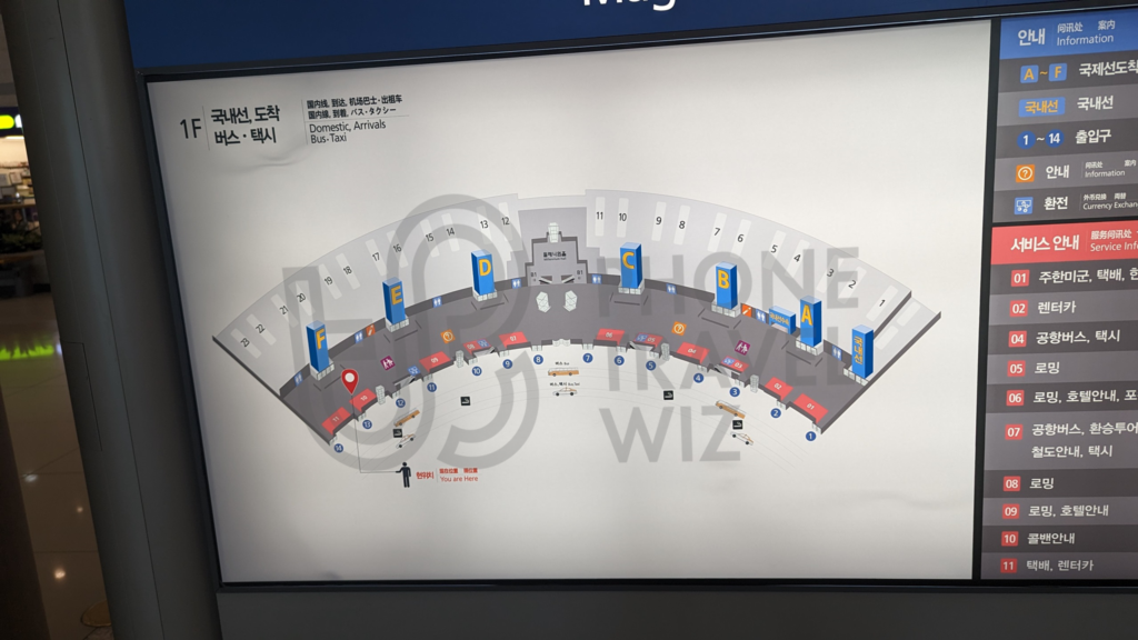 Information Map for Terminal 1 at Seoul Incheon International Airport