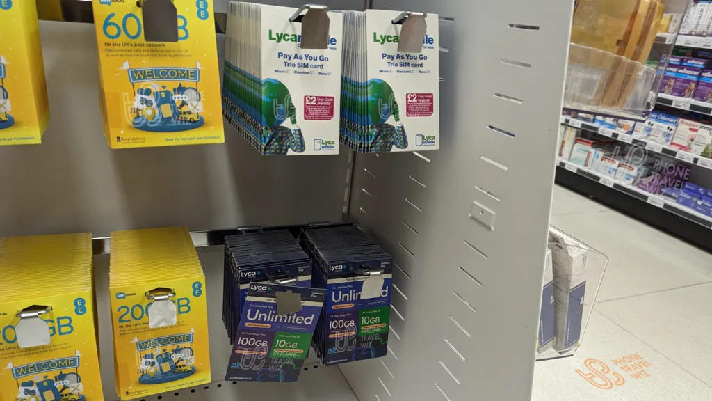 Lycamobile United Kingdom SIM Cards Sold at WHSMith at London City Airport