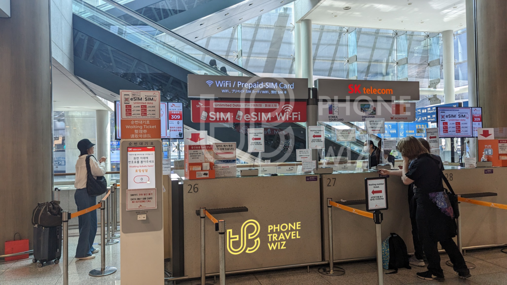 SK Telecom Booth at Seoul Incheon International Airport Terminal 1