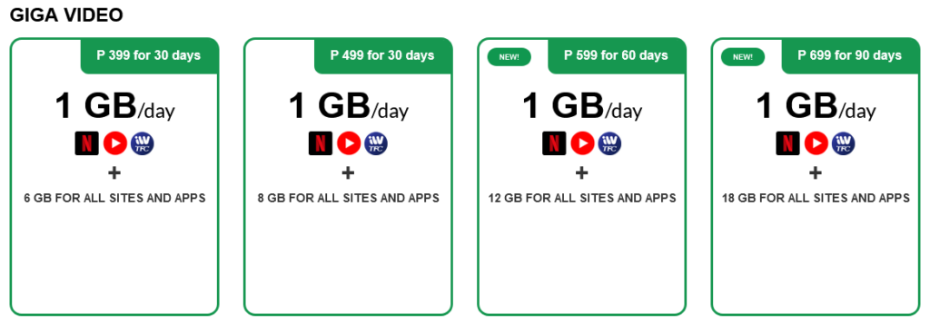Smart Philippines Giga Video Plans