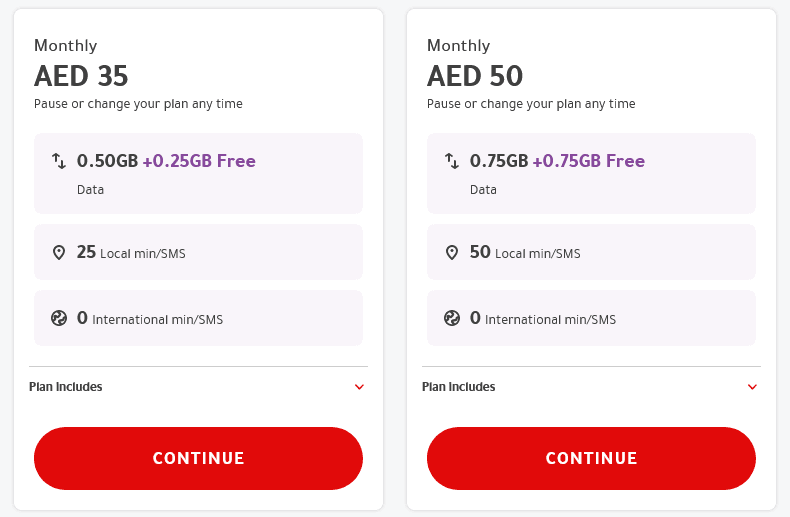 Virgin Mobile UAE Pre-Made Plan