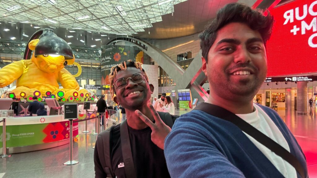 Adu and Majed on their way to Jeddah Saudi Arabia while in Doha Qatar