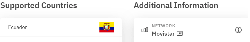Airalo Bacanet Ecuador eSIM Supported Network (Movistar)