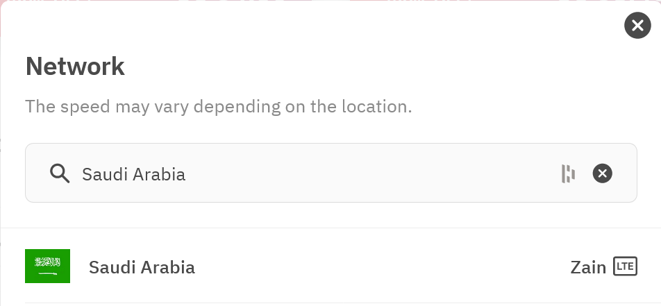 Airalo Menalink eSIM Supported Network in Saudi Arabia (Zain)