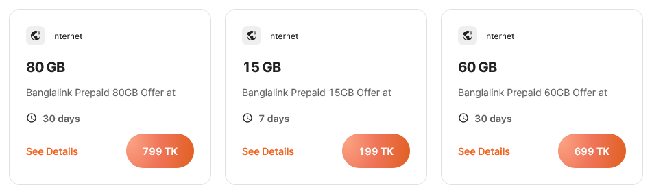 Banglalink Bangladesh Prepaid Internet Packages Plan