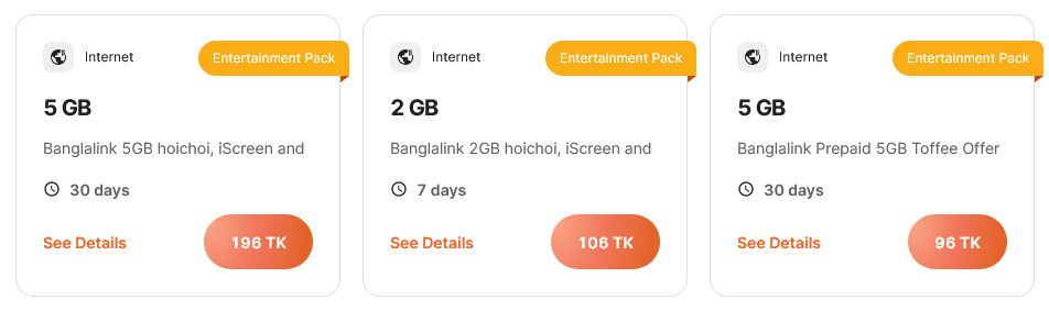 Banglalink Bangladesh Social & Entertainment Packs