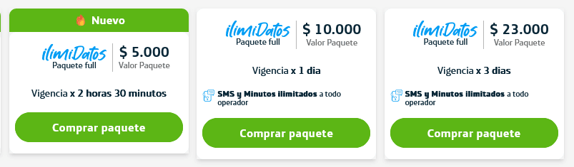 Moviestar Colombia IlimiDatos (Unlimited Data Packages)