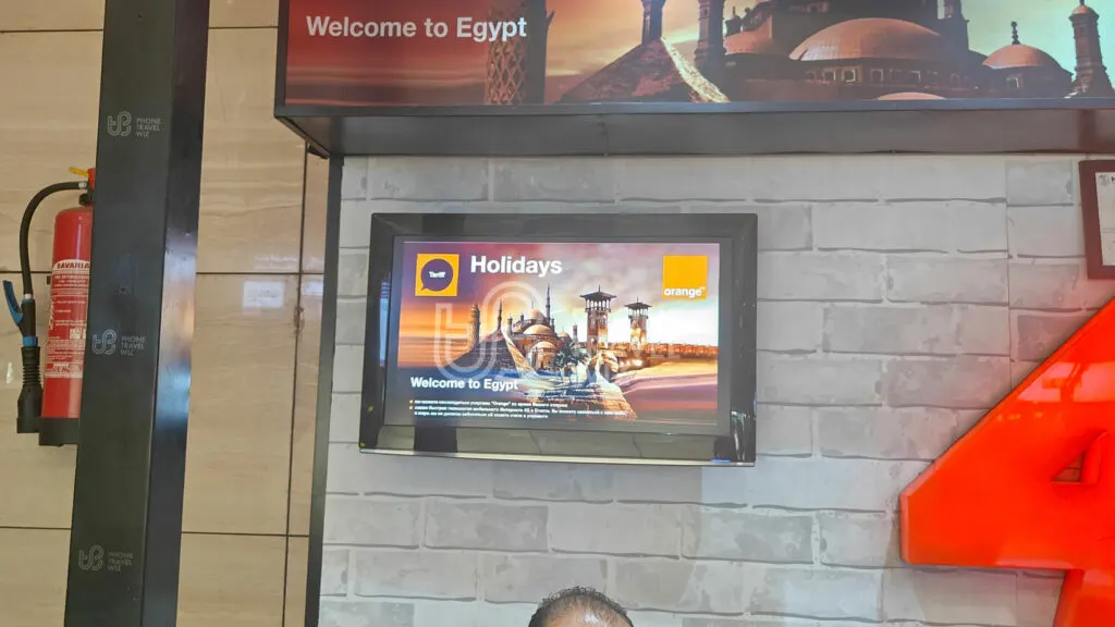 Orange Egypt Store at Cairo International Airport Luggage Claim TV