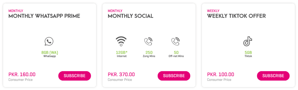 Zong Pakistan Social Bundles Plan