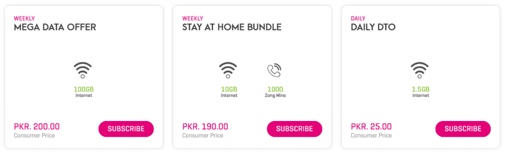 Zong Pakistan Stay-At-Home Bundles Plan