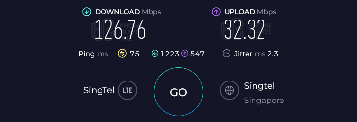 Airalo Asialink Speed Test at Taiwan Taoyuan International Airport Terminal 1 Arrivals Hall (126.76 Mbps)