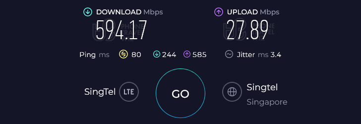 Airalo Asialink Speed Test at Xiangshan Station (594.17 Mbps)