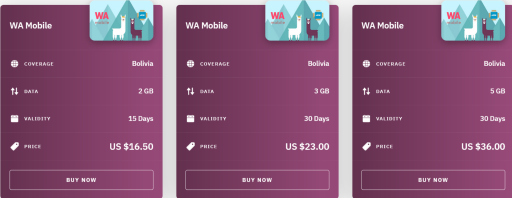 Airalo Bolivia WA Mobile eSIM with Prices