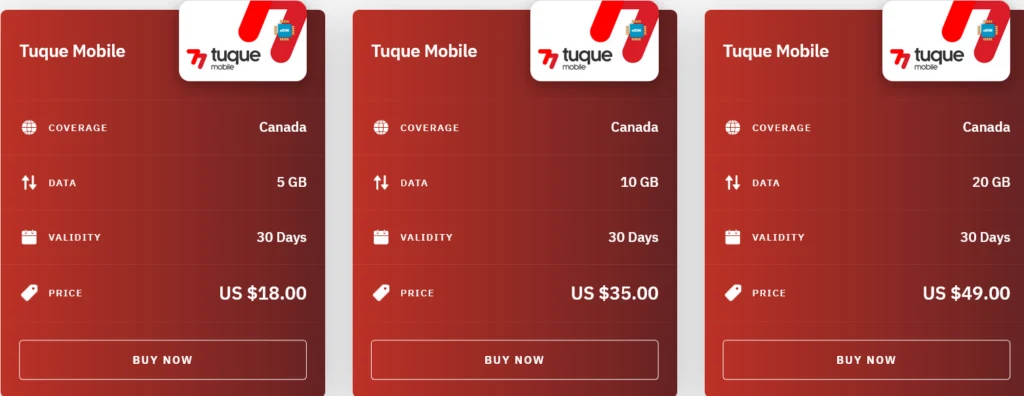 Airalo Canada Tuque Mobile eSIM with Prices